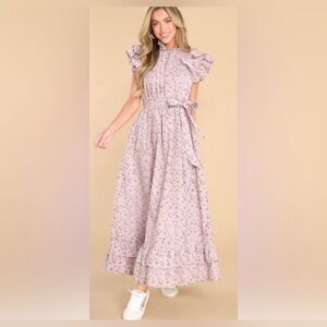 Victoria Dunn Jasmine pink floral Midi Dress Small